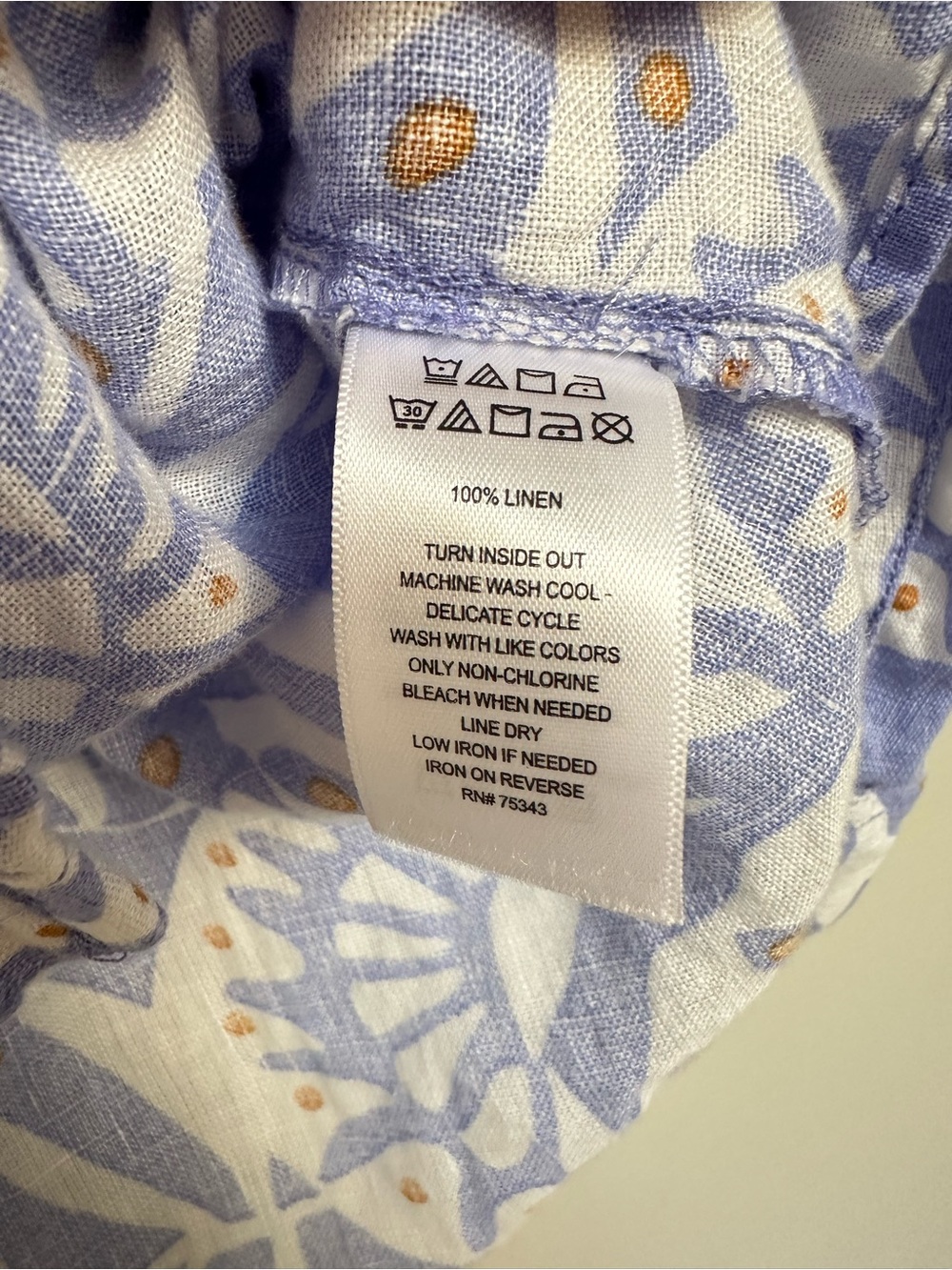 Nicole Miller 100% Linen Long Sleeve Shell Pattern Printed Blouse Women’s Large - Picture 7 of 12